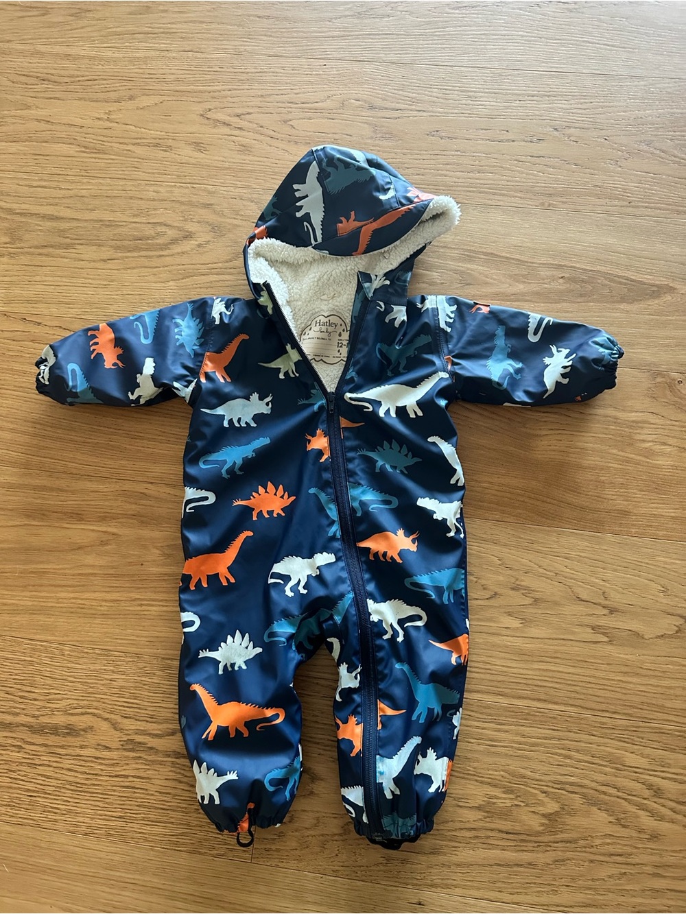Hatley Navy Blue Dinosaur Print Kids One-Piece Snowsuit 12-18mo
